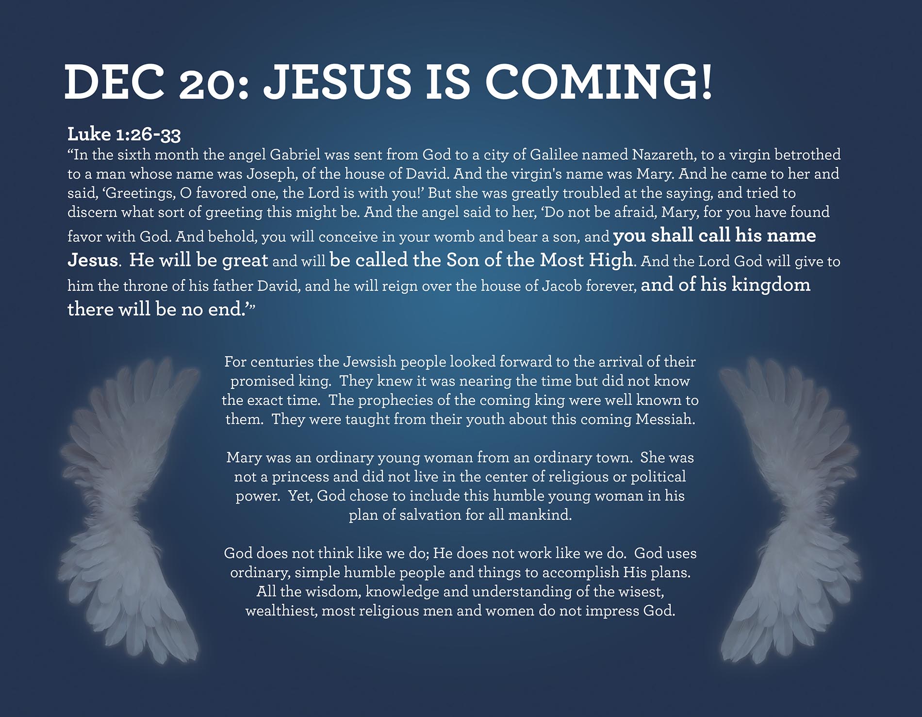 JESUS IS COMING! Luke 1:26-33